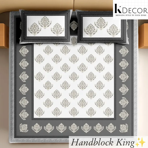 Handblock_Traditional_Floral_Print_King_Size_Bedsheet
