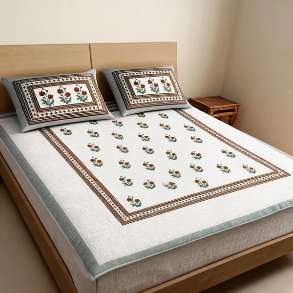 Cotton_Artisan_Hand_Block_Floral_Print_Multicolour_King_Size_Bedsheet_Set