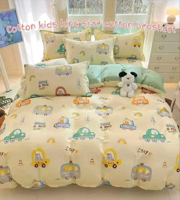 Cotton_Kids_Cartoon_Vehicle_Print_King_Size_Bedsheet