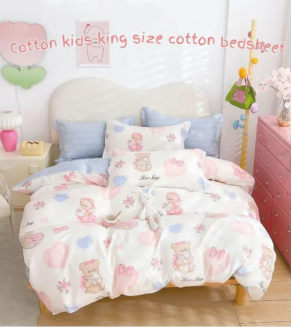 Cotton_Kids_Bear_Print_King_Size_Bedsheet