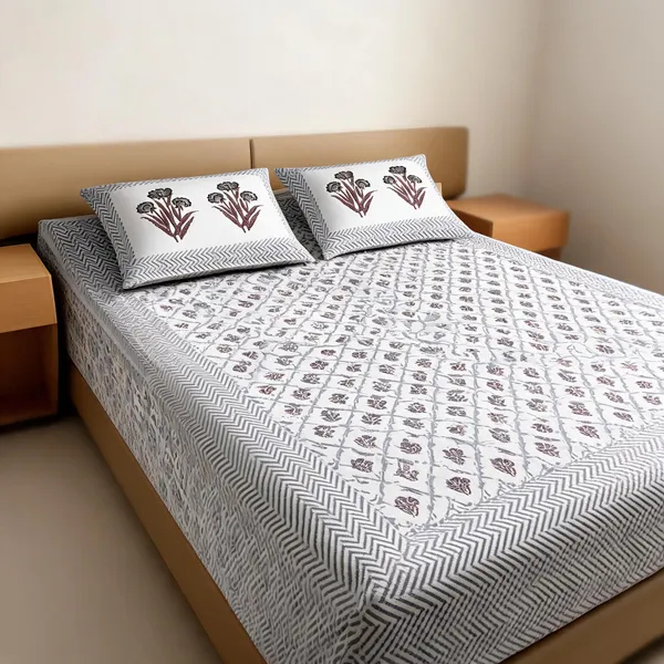 Cotton_Traditional_Handblock_Floral_Print_King_Size_Bedsheet_Set