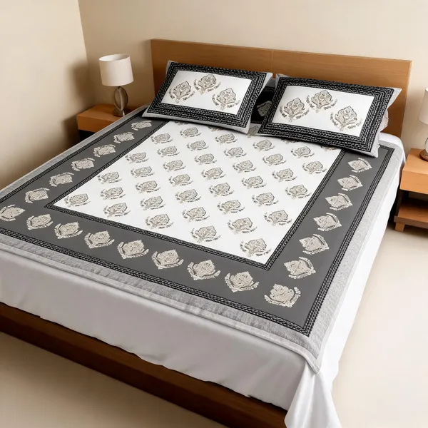Cotton_Traditional_Handblock_Floral_Print_King_Size_Bedsheet_Set