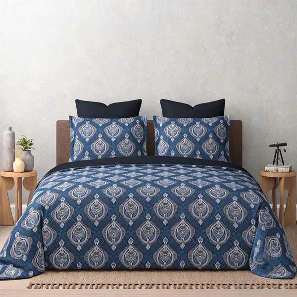 Cotton_Traditional_Dark_Paisley_Print_King_Size_Bedsheet_Set