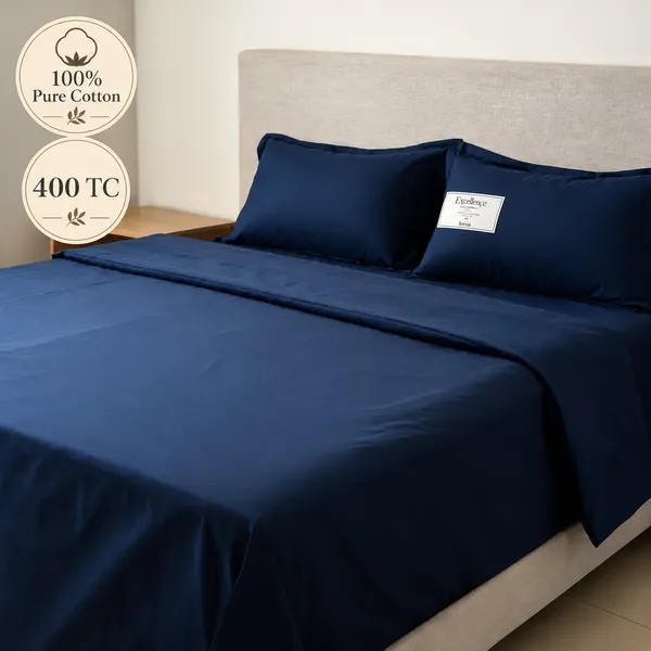 100%_Pure_Cotton_Solid_Navy_Blue_King_Size_Bedsheet_Set
