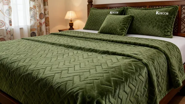 Soft_Flannel_Geometric_Print_Green_King_Size_Bed_Sheet_Set