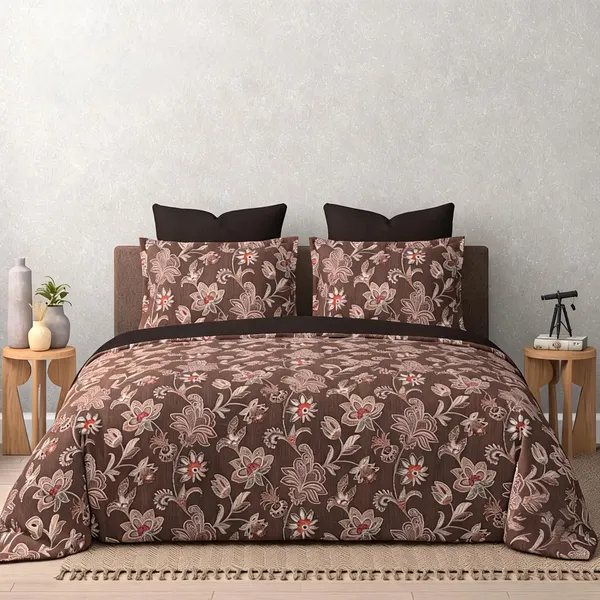 Cotton_Traditional_Brown_Floral_Print_King_Size_Bedsheet_Set