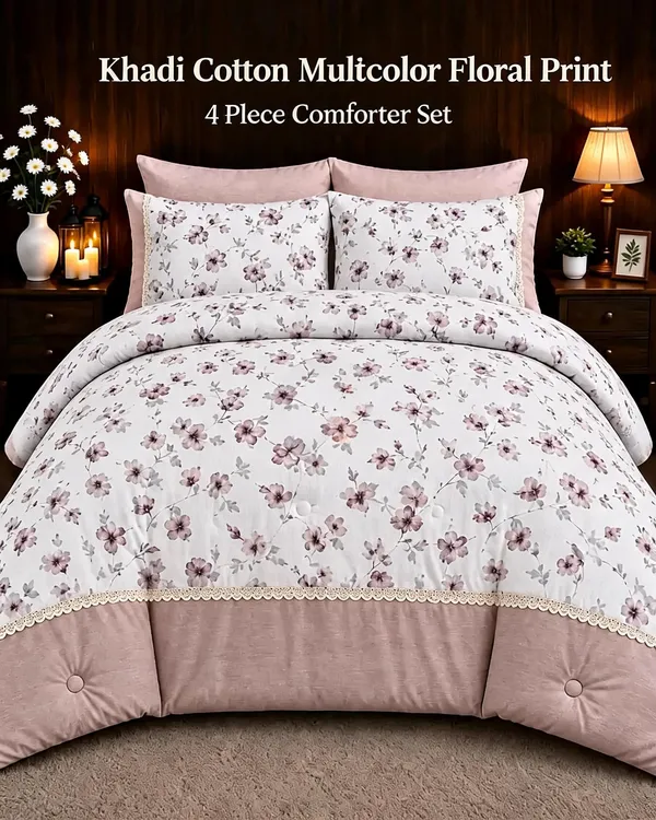 Khadi_Cotton_Multicolour_Floral_Print_4_Piece_Comforter_Set
