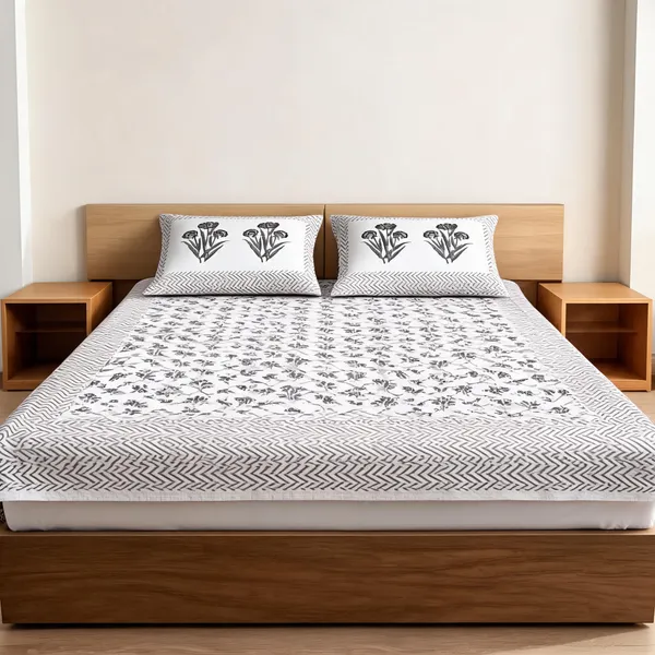 Cotton_Artisan_Hand_Block_Floral_Print_White_King_Size_Bedsheet_Set