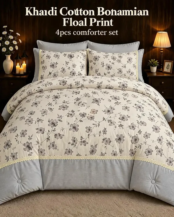 Khadi_Cotton_Bohemian_Floral_Print_4_Piece_Comforter_Set