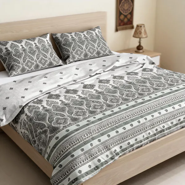 Cotton_Traditional_Motif_Print_Grey_White_King_Size_Bedsheet_Set