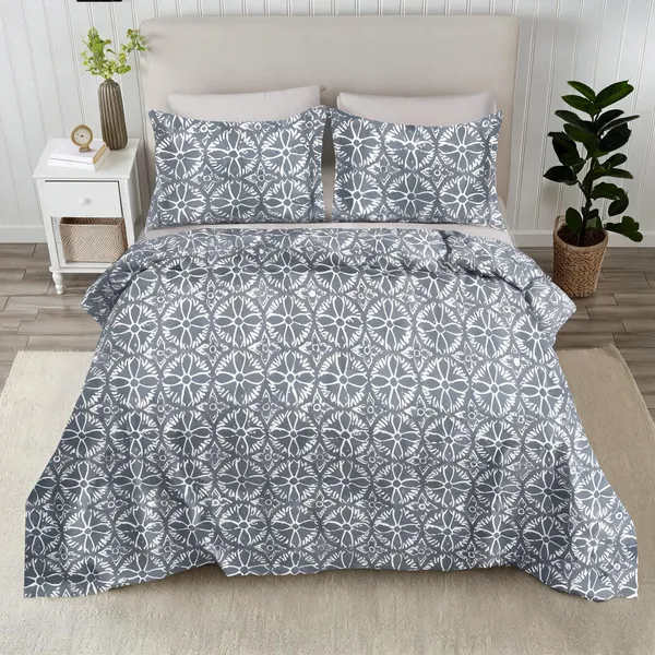 Cotton_Floral_Print_Blue_King_Size_Comforter_Set