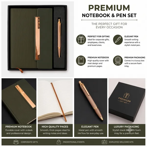 Black_Personalized_Notebook_And_Pen_Gift_Set_Brown_Theme