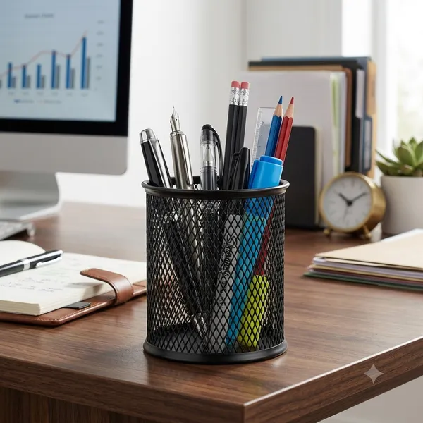 Black_Mesh_Metal_Pen_Holder