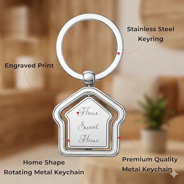 Silver_Stainless_Steel_Home_Shape_Keychain_Pack_of_1