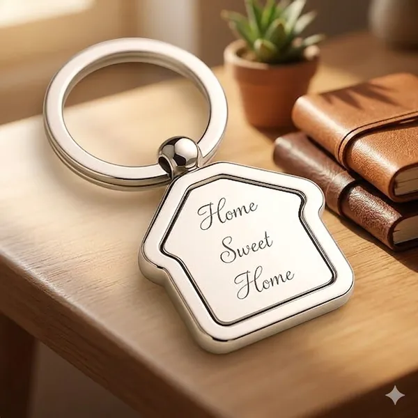 Silver_Stainless_Steel_Home_Shape_Keychain_Pack_of_1