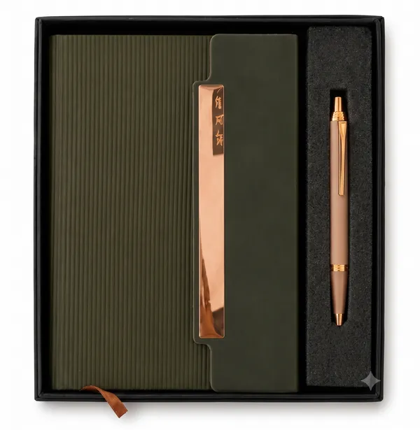 Black_Personalized_Notebook_And_Pen_Gift_Set_Brown_Theme