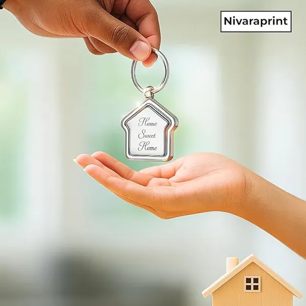 Silver_Stainless_Steel_Home_Shape_Keychain_Pack_of_1