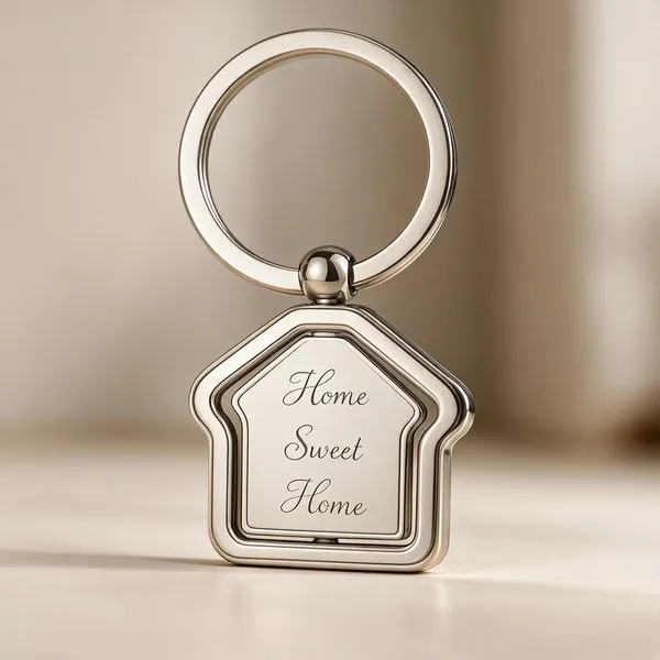 Silver_Stainless_Steel_Home_Shape_Keychain