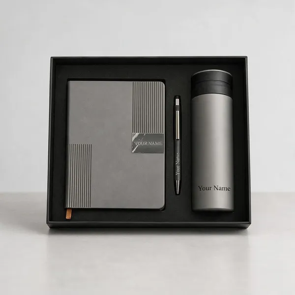 Grey_Notebook_Pen_Bottle_Keychain_Corporate_Gift_Set