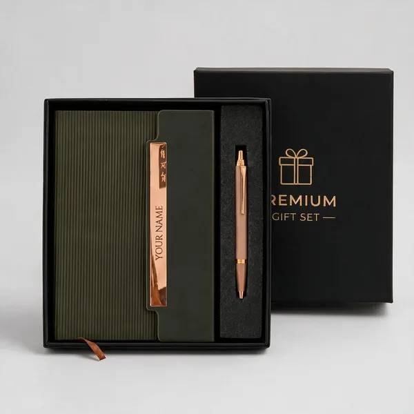 Black_Pu_Leather_Personalised_Notebook_And_Pen_Gift_Set