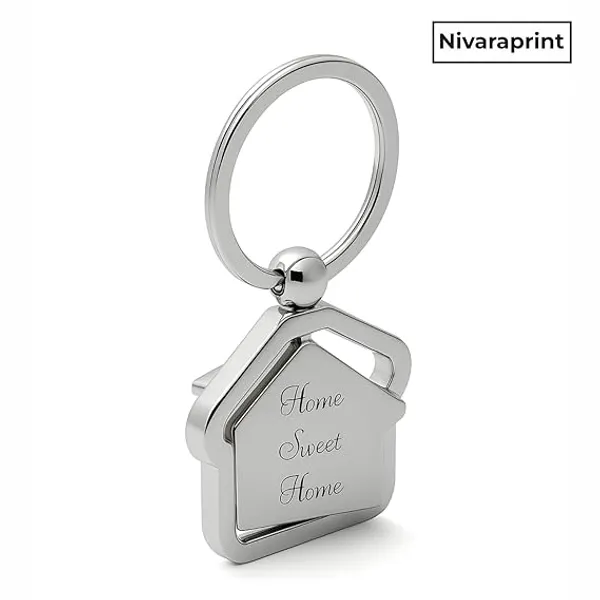 Silver_Stainless_Steel_Home_Shape_Keychain_Pack_of_1