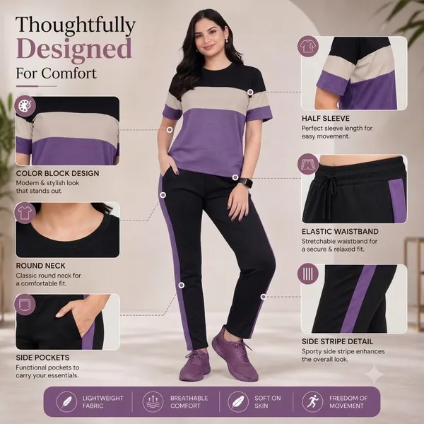 Women's_Co-Ord_Set_|_Half_Sleeve_Round_Neck_T-Shirt_with_Matching_Track_Pants_|_Stylish_Casual_Lounge_Wear,_Travel_Wear,_Gym_Wear_&_Daily_Wear_Outfit_for_Women