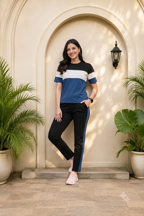 Women's_Co-Ord_Set_|_Half_Sleeve_Round_Neck_T-Shirt_with_Matching_Track_Pants_|_Stylish_Casual_Lounge_Wear,_Travel_Wear,_Gym_Wear_&_Daily_Wear_Outfit_for_Women