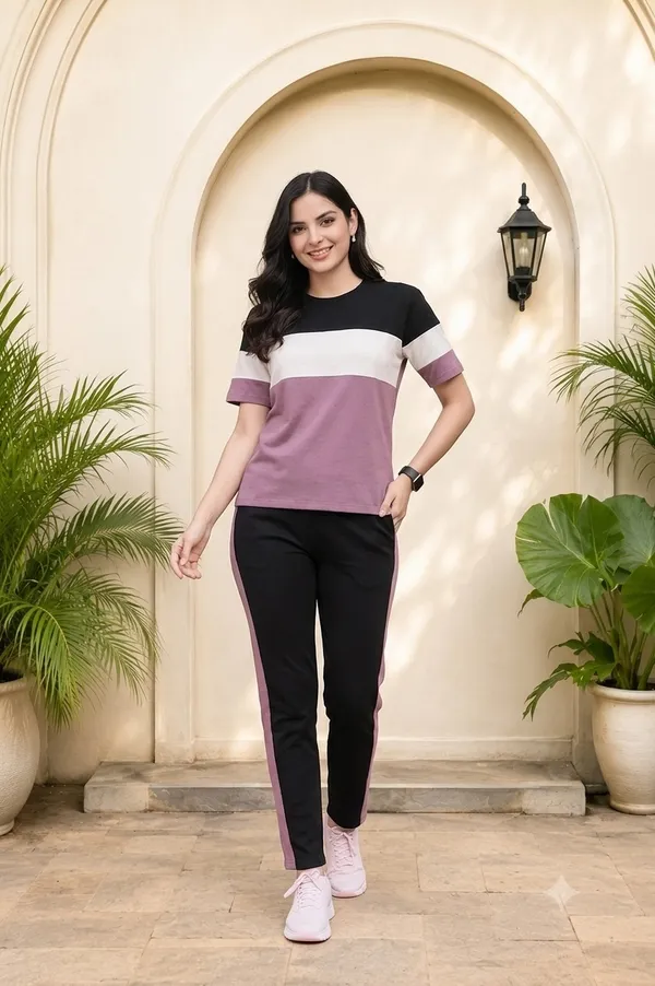 Women's_Co-Ord_Set_|_Half_Sleeve_Round_Neck_T-Shirt_with_Matching_Track_Pants_|_Stylish_Casual_Lounge_Wear,_Travel_Wear,_Gym_Wear_&_Daily_Wear_Outfit_for_Women