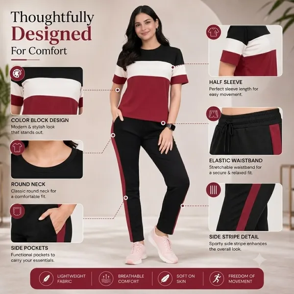 Women's_Co-Ord_Set_|_Half_Sleeve_Round_Neck_T-Shirt_with_Matching_Track_Pants_|_Stylish_Casual_Lounge_Wear,_Travel_Wear,_Gym_Wear_&_Daily_Wear_Outfit_for_Women