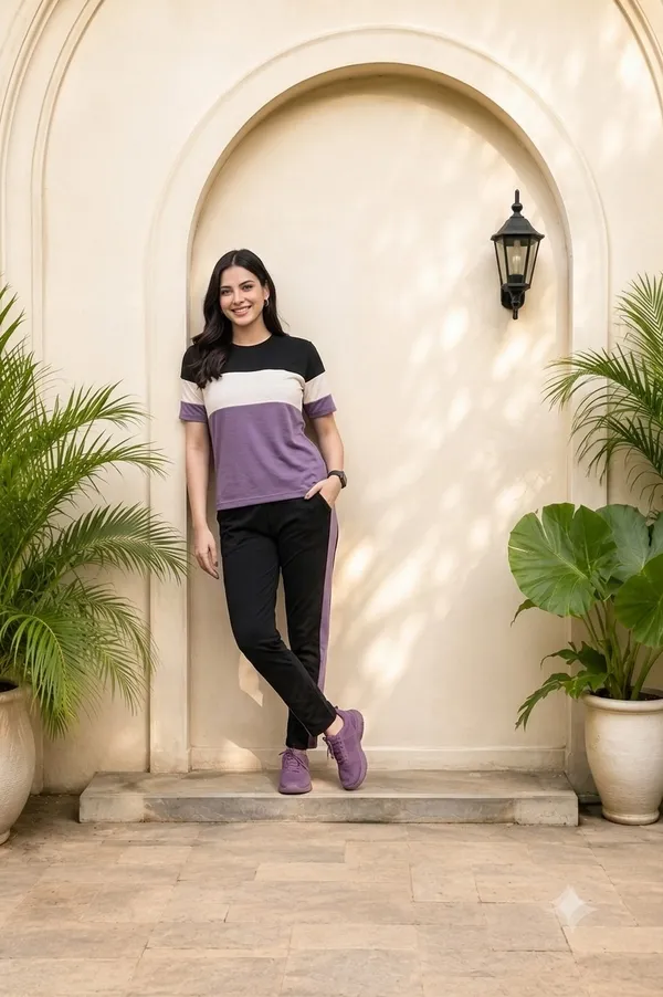 Women's_Co-Ord_Set_|_Half_Sleeve_Round_Neck_T-Shirt_with_Matching_Track_Pants_|_Stylish_Casual_Lounge_Wear,_Travel_Wear,_Gym_Wear_&_Daily_Wear_Outfit_for_Women