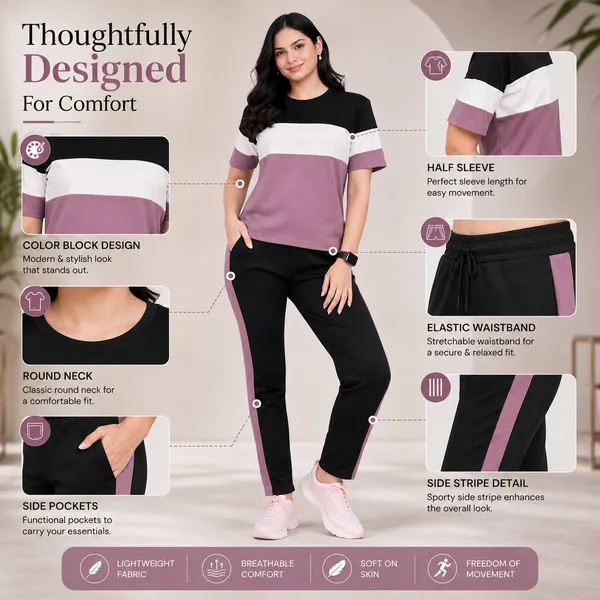Women's_Co-Ord_Set_|_Half_Sleeve_Round_Neck_T-Shirt_with_Matching_Track_Pants_|_Stylish_Casual_Lounge_Wear,_Travel_Wear,_Gym_Wear_&_Daily_Wear_Outfit_for_Women
