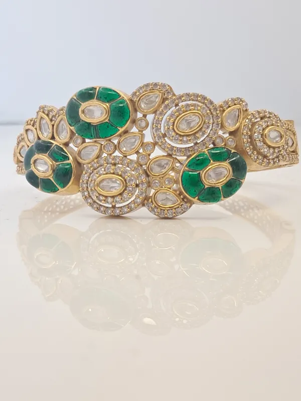 The_Zariya_Green_Meenakari_Polki_Bracelet_Default_Title