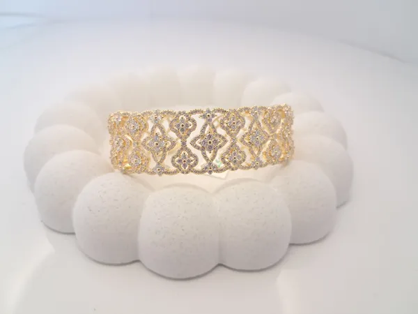 The_Elara_Gold_Cz_Lattice_Cuff_Bracelet_Default_Title