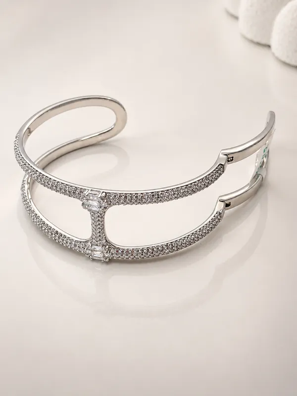The_Celeste_Silver_Cz_Double_Line_Cuff_Bracelet_Default_Title
