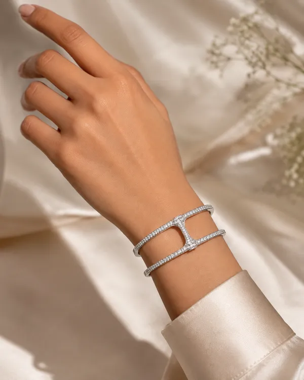 The_Celeste_Silver_Cz_Double_Line_Cuff_Bracelet_Default_Title