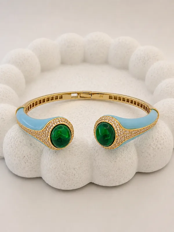 Turquoise_Enamel_Green_Stone_Cz_Open_Cuff_Default_Title