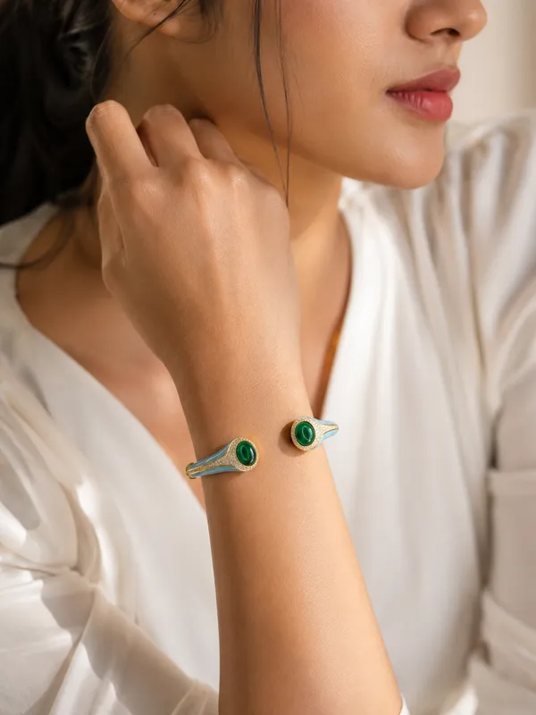 Turquoise_Enamel_Green_Stone_Cz_Open_Cuff_Default_Title