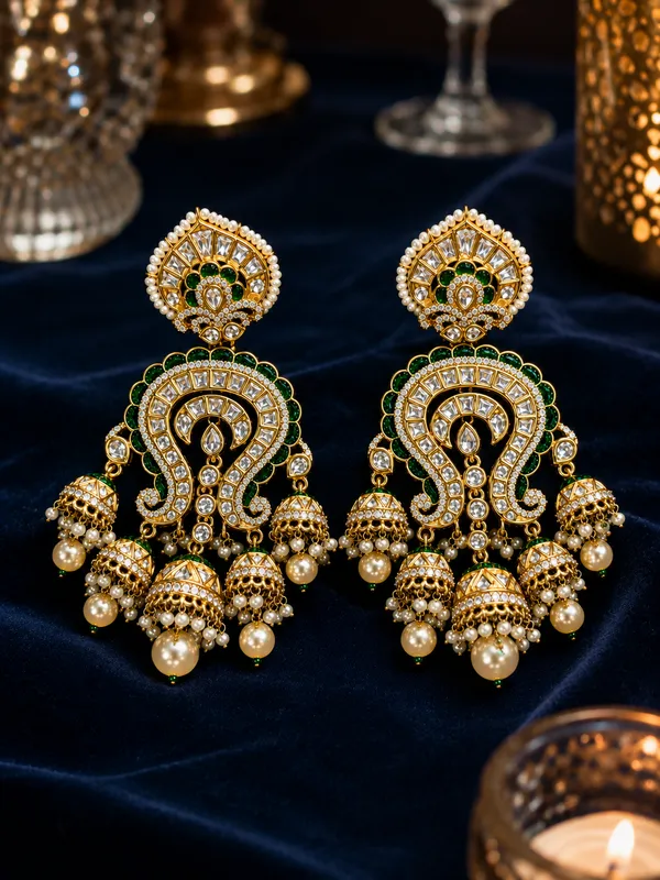 Maharani_Emerald_Kundan_Jhumka_Earrings_Default_Title