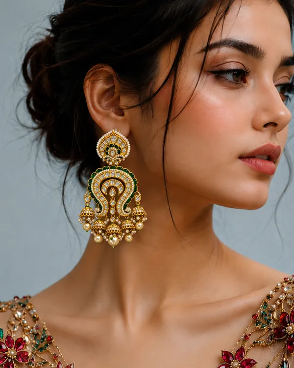 Maharani_Emerald_Kundan_Jhumka_Earrings_Default_Title