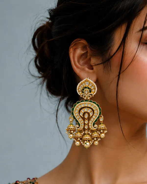 Maharani_Emerald_Kundan_Jhumka_Earrings_Default_Title