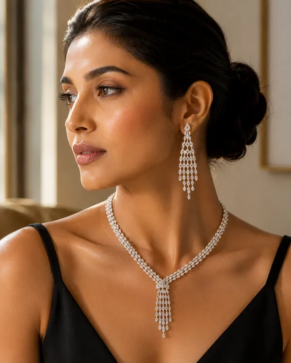 Celeste_Cz_Waterfall_Necklace_Set_Default_Title