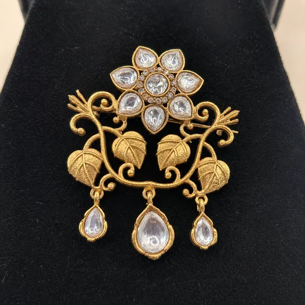 Gulnaar_Kundan_Floral_Brooch_With_Cz_Drops_Default_Title