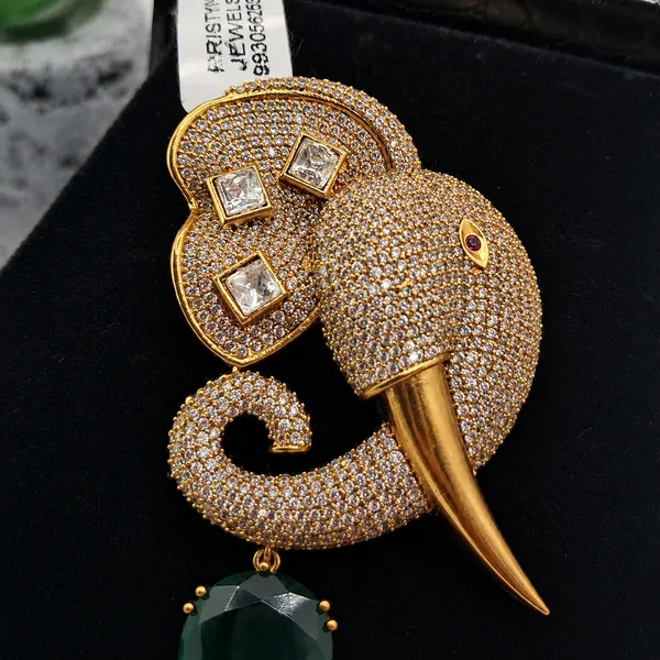 Maharaja_Elephant_Statement_Brooch_With_Green_Stone_Drop_Default_Title