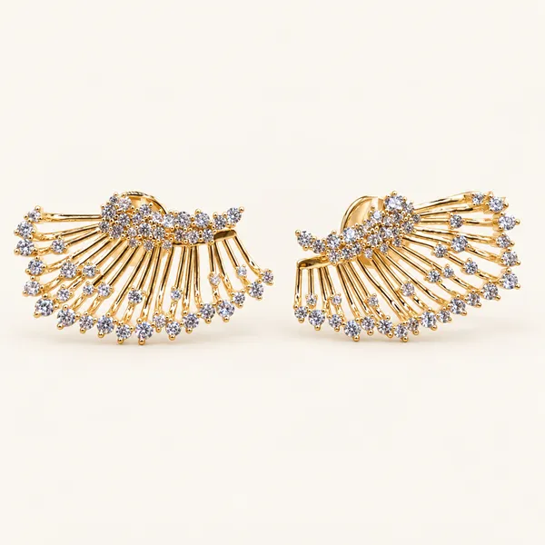 Radiating_fan_earrings_with_clear_stone_accents_|_Clear_/_gold_tone
