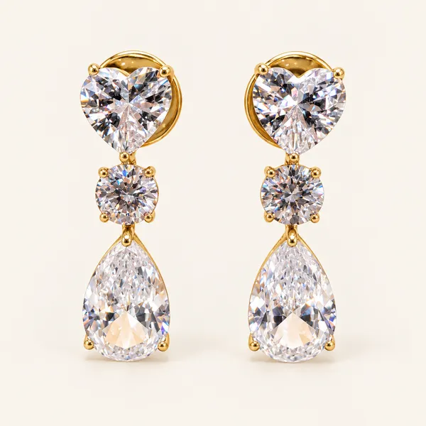 Heart_and_round-stone_earrings_with_pear-shaped_drops_|_Clear_/_gold_tone