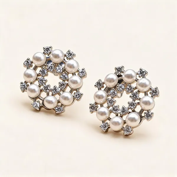 Open-Circle_Stud_Earrings_With_Alternating_Pearls_And_Clear_Stones_|_White_/_Clear_/_Silver_Tone