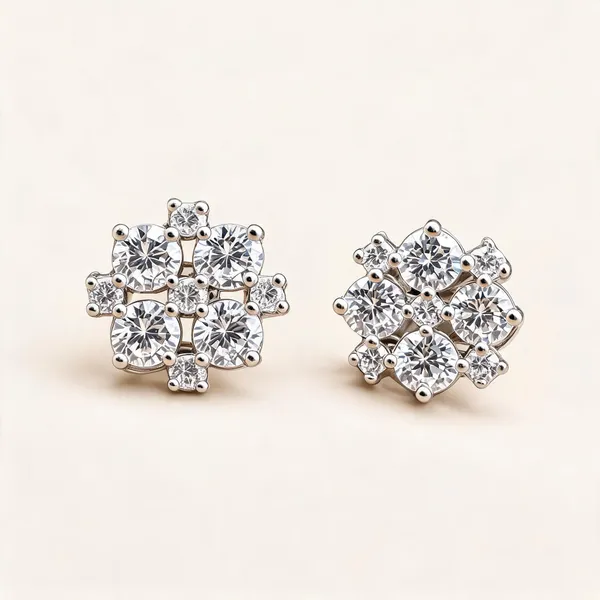 Nine-Stone_Round_Cluster_Stud_Earrings_|_Clear_/_Silver_Tone