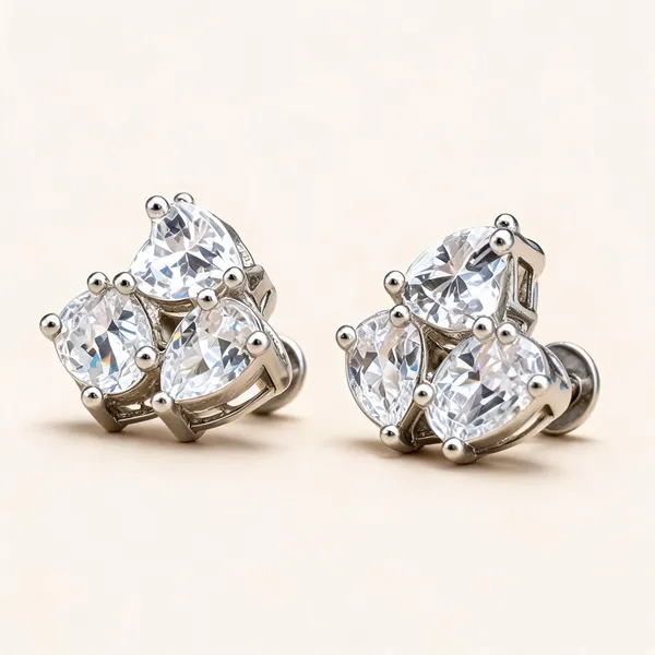 Three-Stone_Cluster_Stud_Earrings_|_Clear_/_Silver_Tone