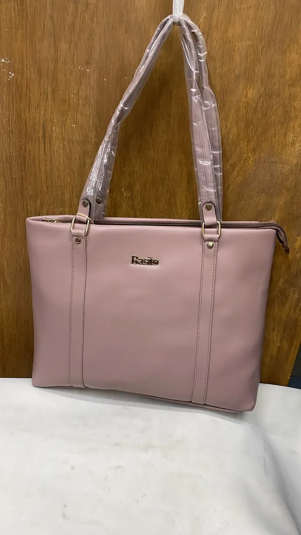 Pink_Pu_Leather_Structured_Tote_Bag_For_Women
