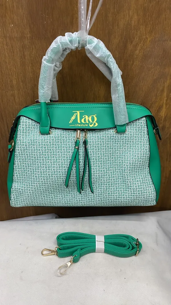 Green_Pu_Leather_Patterned_Structured_Handbag_For_Women